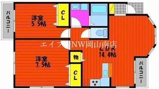 岡山駅 バス30分  千鳥町下車：停歩1分 3階の物件間取画像